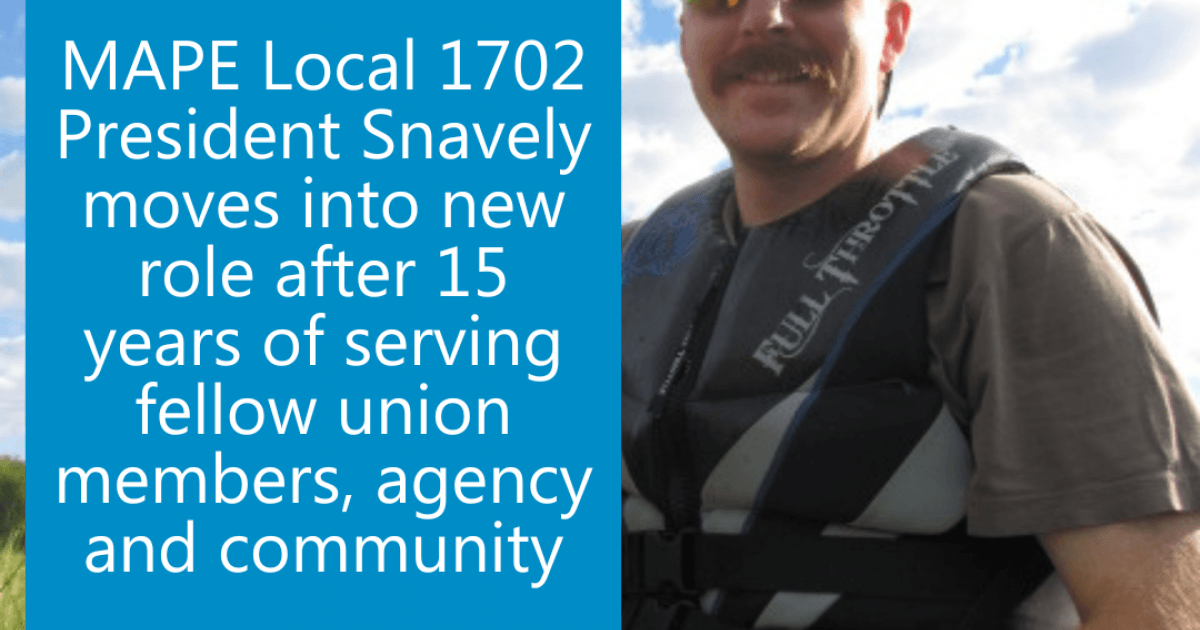 MAPE Local 1702-president Snavely overtar ny rolle etter 15 års tjeneste for andre fagforenings-, byrå- og fellesskapsmedlemmer